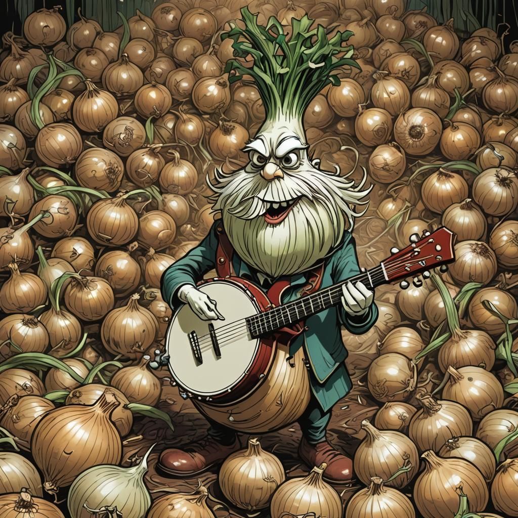 Onion Musician Serenade: Comic Book Style