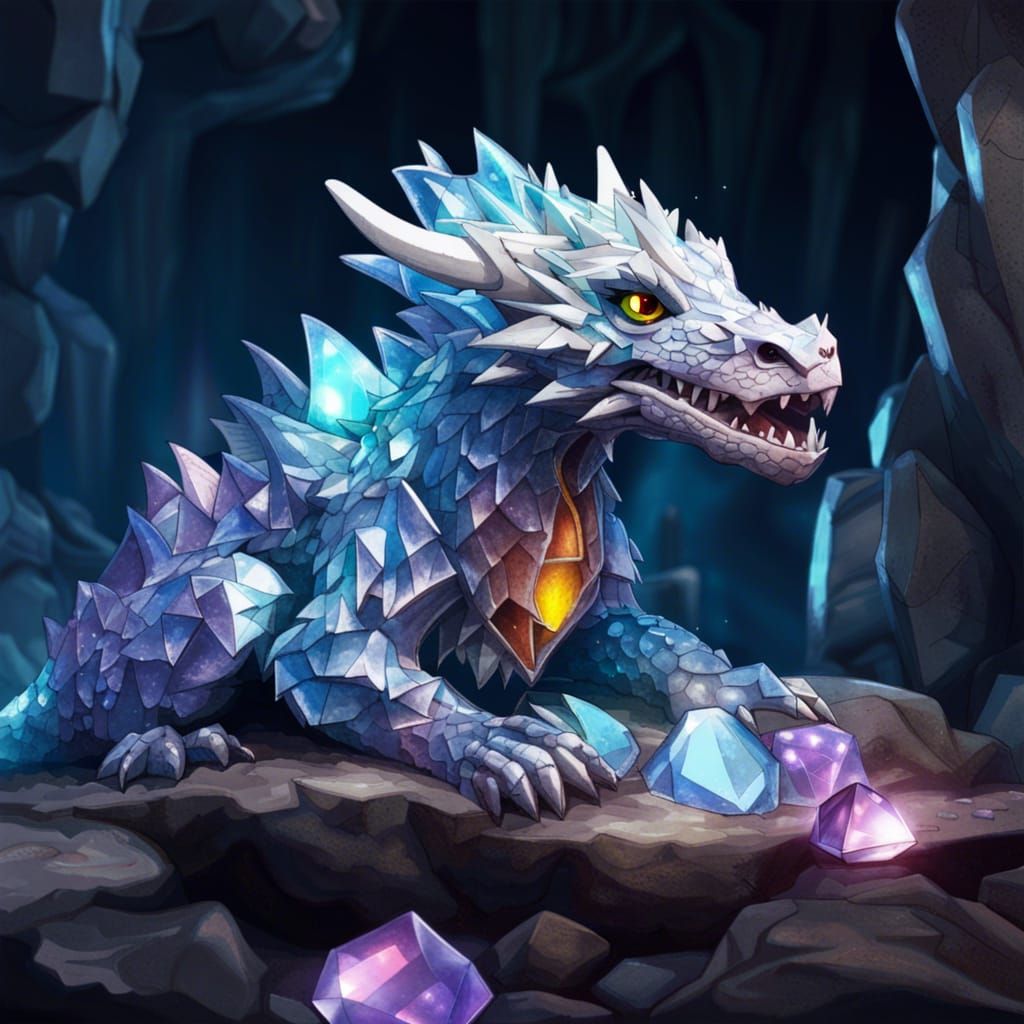 Crystalline Dragon in Crystal Cave Masterpiece