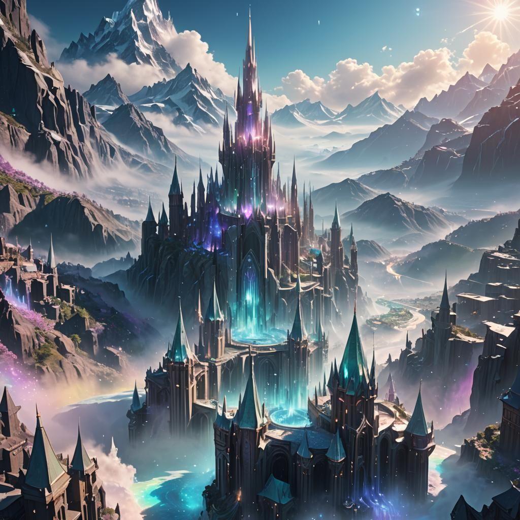 Ethereal Fantasy City with Crystalline Spires