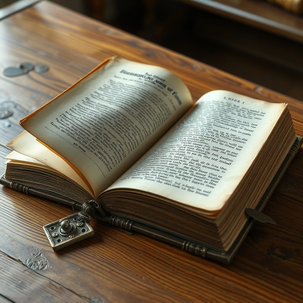 Antique Book with Gilded Clasps in Fantasy Style