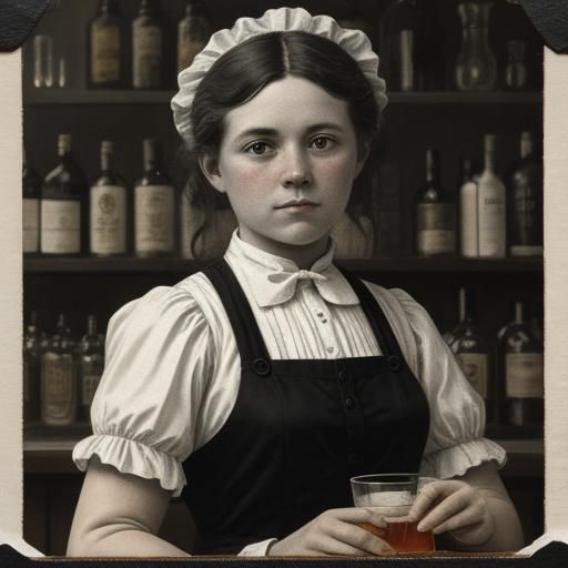 Bartender with Boston Shaker: Hyperdetailed 1900s Photo