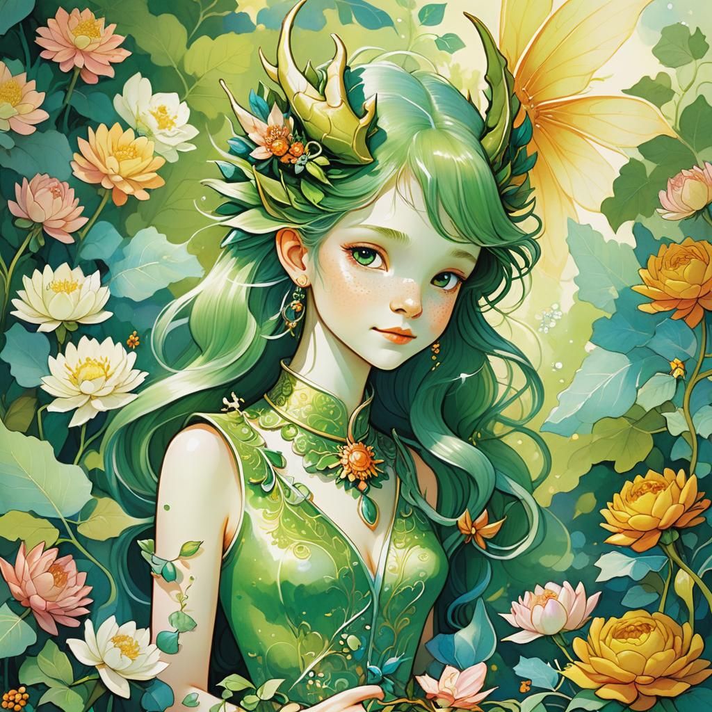 Storybook Dragon and Princess Illustration