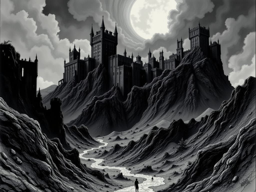 Gothic Castle in Perpetual Twilight