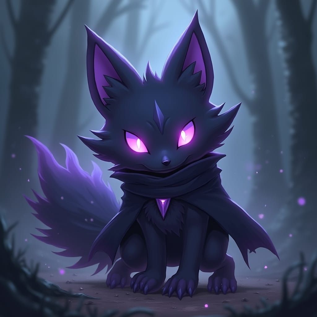 Mystical Shadow Wolf Pokémon with Violet Eyes