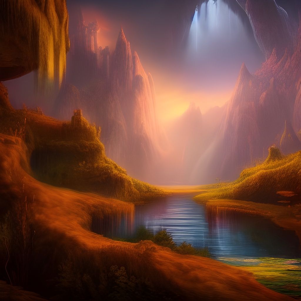 Fantastical River of Dreams: Detailed Matte Painting