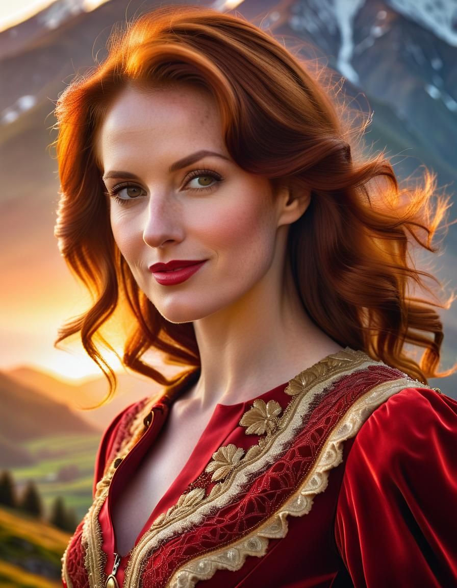 Woman in Red Dress: Baroque Oil Painting