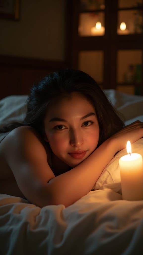 Dramatic Naked Portrait of a Woman in a Candlelit Room