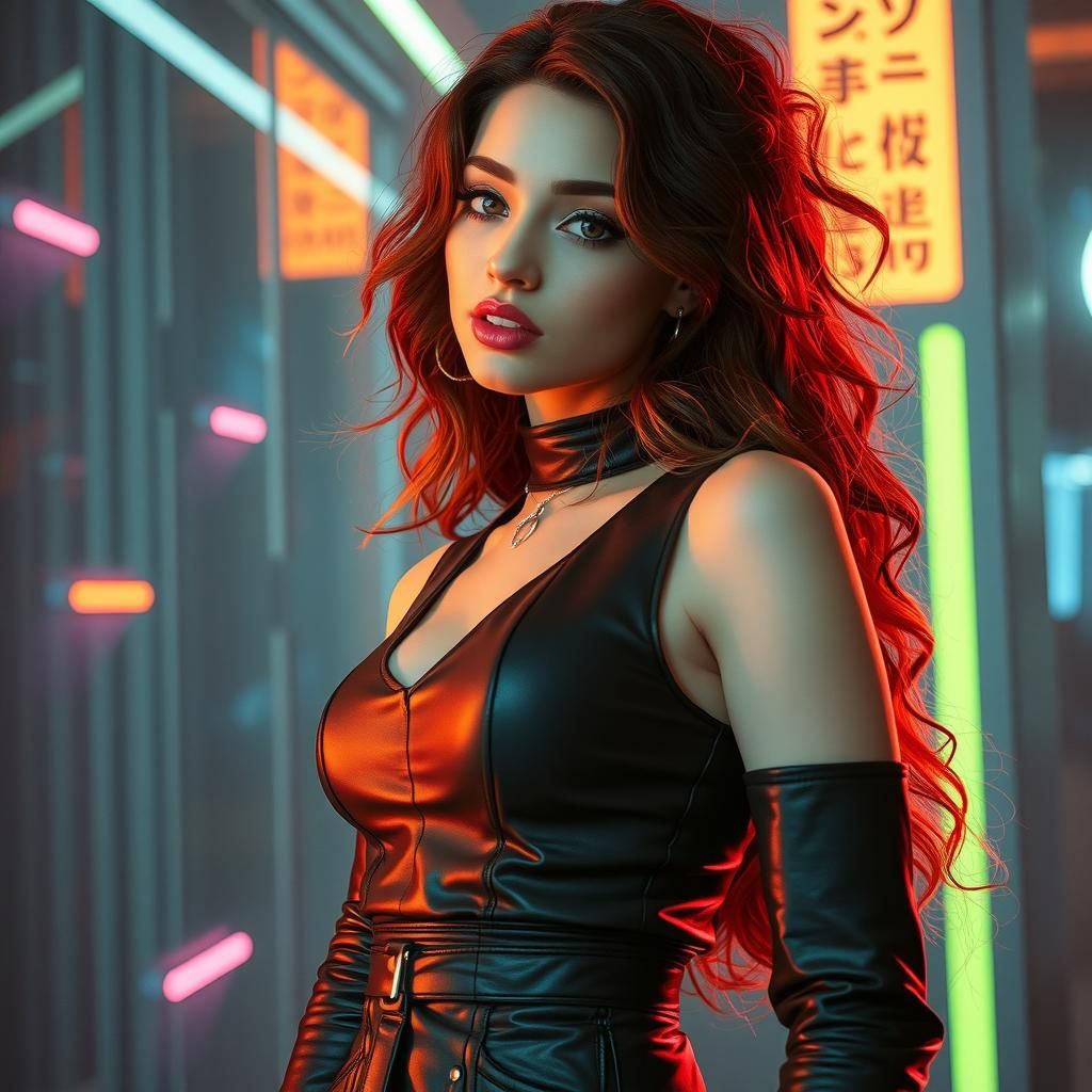 Gothic Space Fantasy Girl in Retro Futurism Style