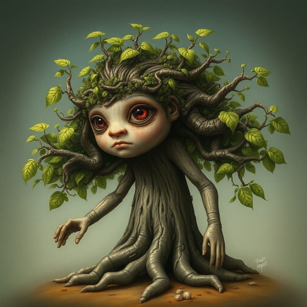 Tree-Human Hybrid in Whimsical Fantasy Style