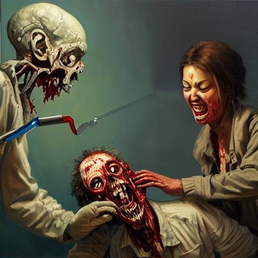 Zombie Dentist in Oil Painting Style