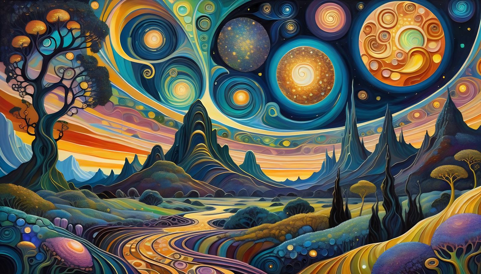 Surreal Alien World in Art Nouveau Style