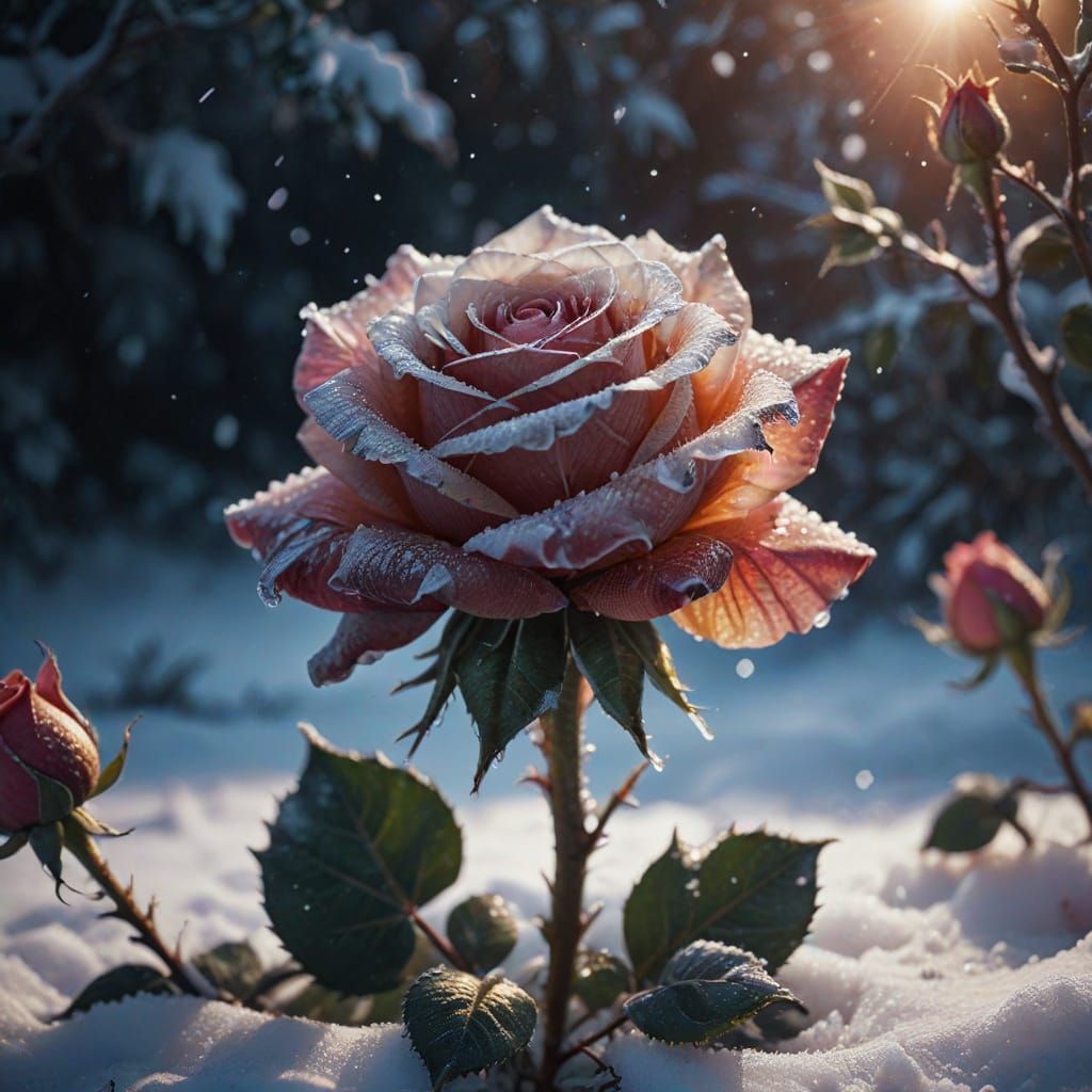 Epic Ice Rose in Snow: A Masterpiece of Cinematic Artistry