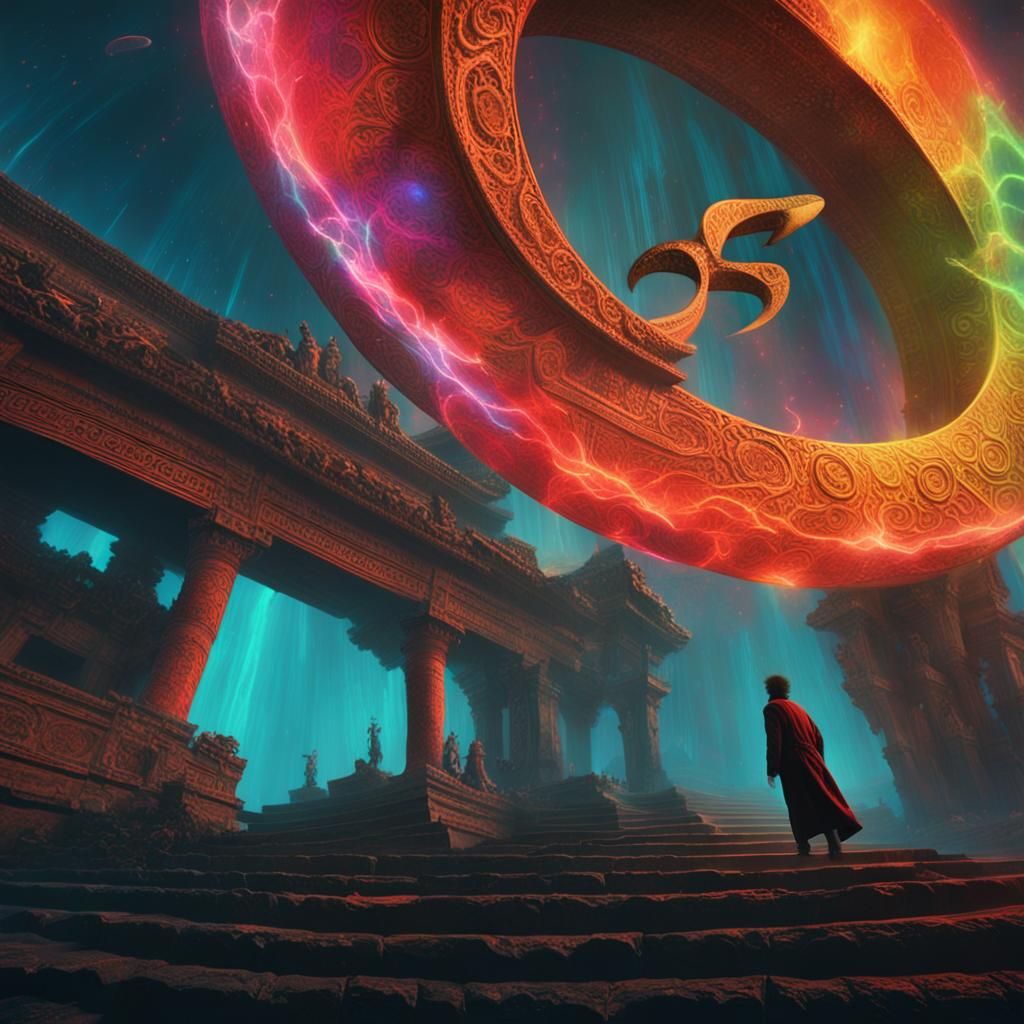 Mystical Boomerang in Ancient Temple, Cinematic Still