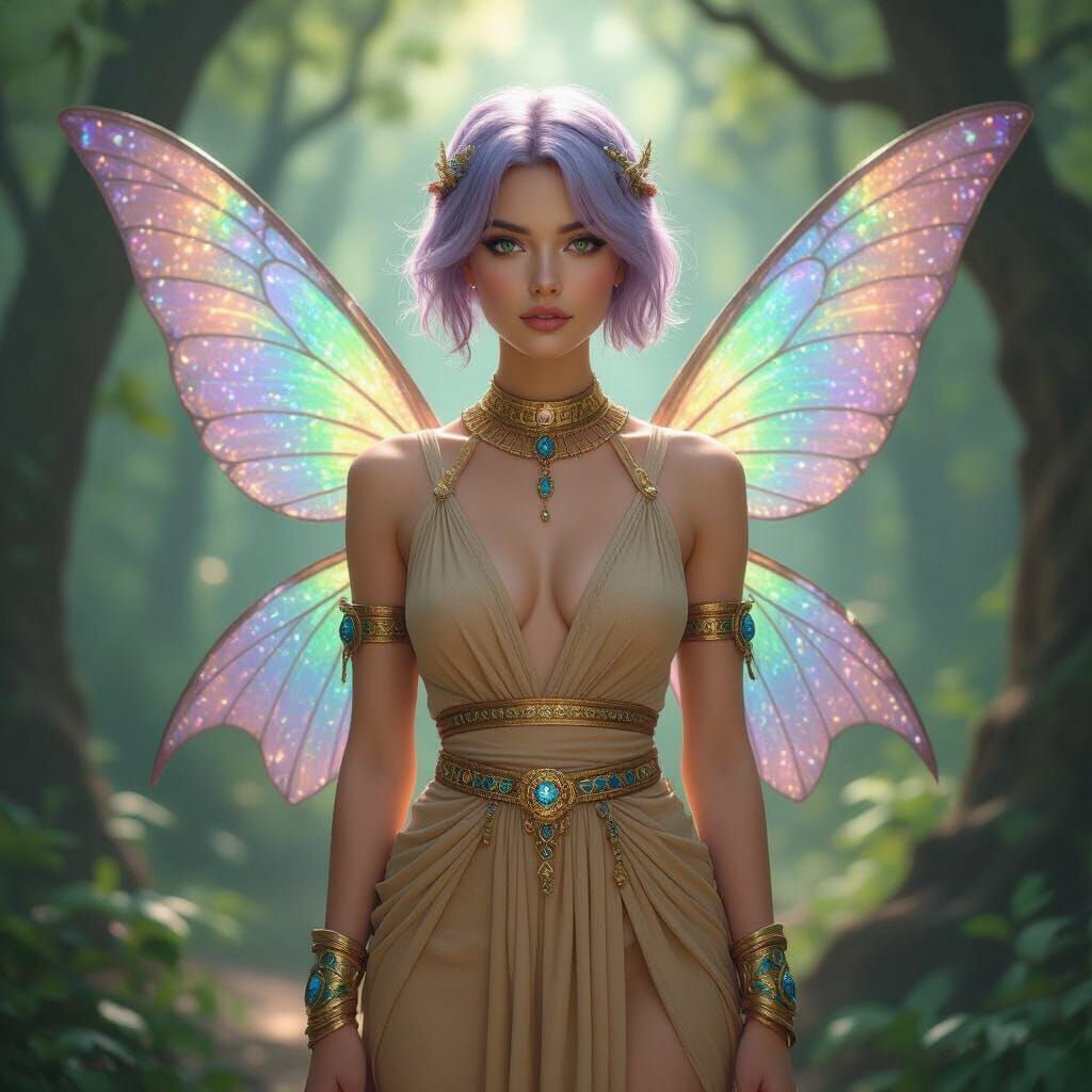 Fairy Woman in Mystical Forest Digital Painting