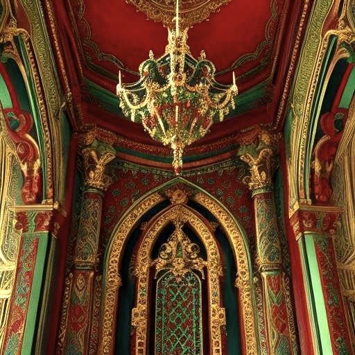 Ornate Design in Red, Green, and Blue