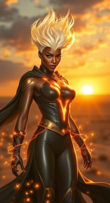 X-Men's Storm at Sunset with Glowing Energy