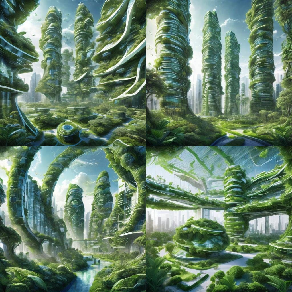 Futuristic Biomimetic Green City with Renewable Energy