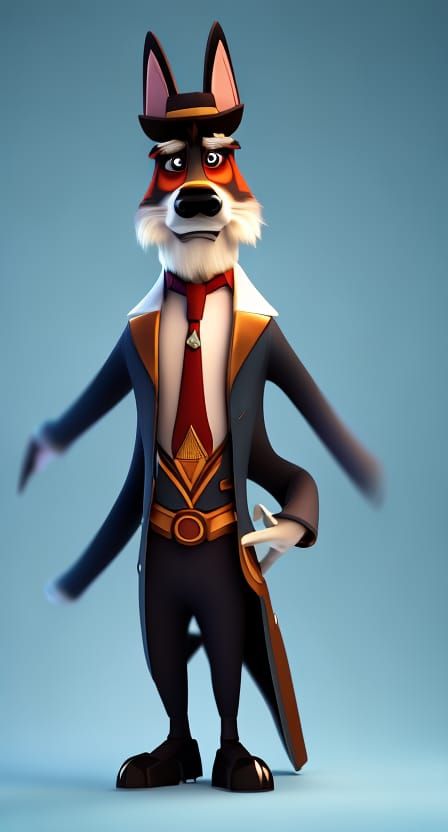Dapper Husky in Pixar-Inspired 3D Digital Art