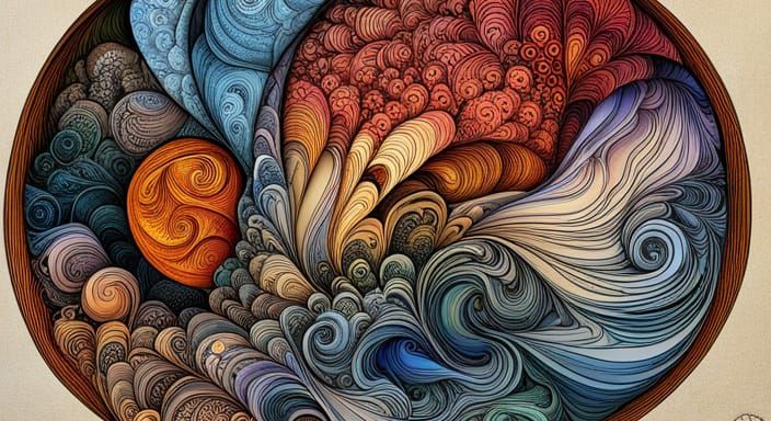 Fractal Zentangle with Zodiac and Druidic Elements