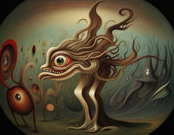 Surreal Expressionistic Composition in Style of Bosch and Gi...