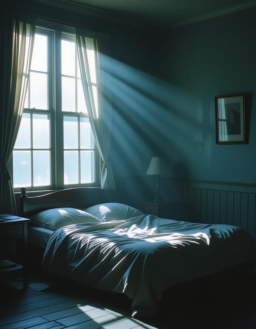 Lonely Room with Moonbeams in Cinematic Style