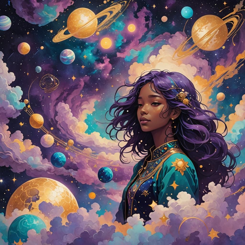 Lo-fi Girl Floating in Cosmic Expanse