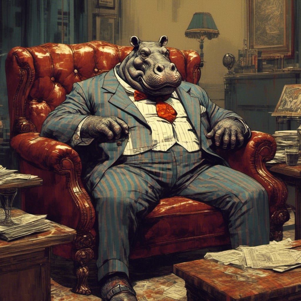 Blacksad style:Hippo gangster