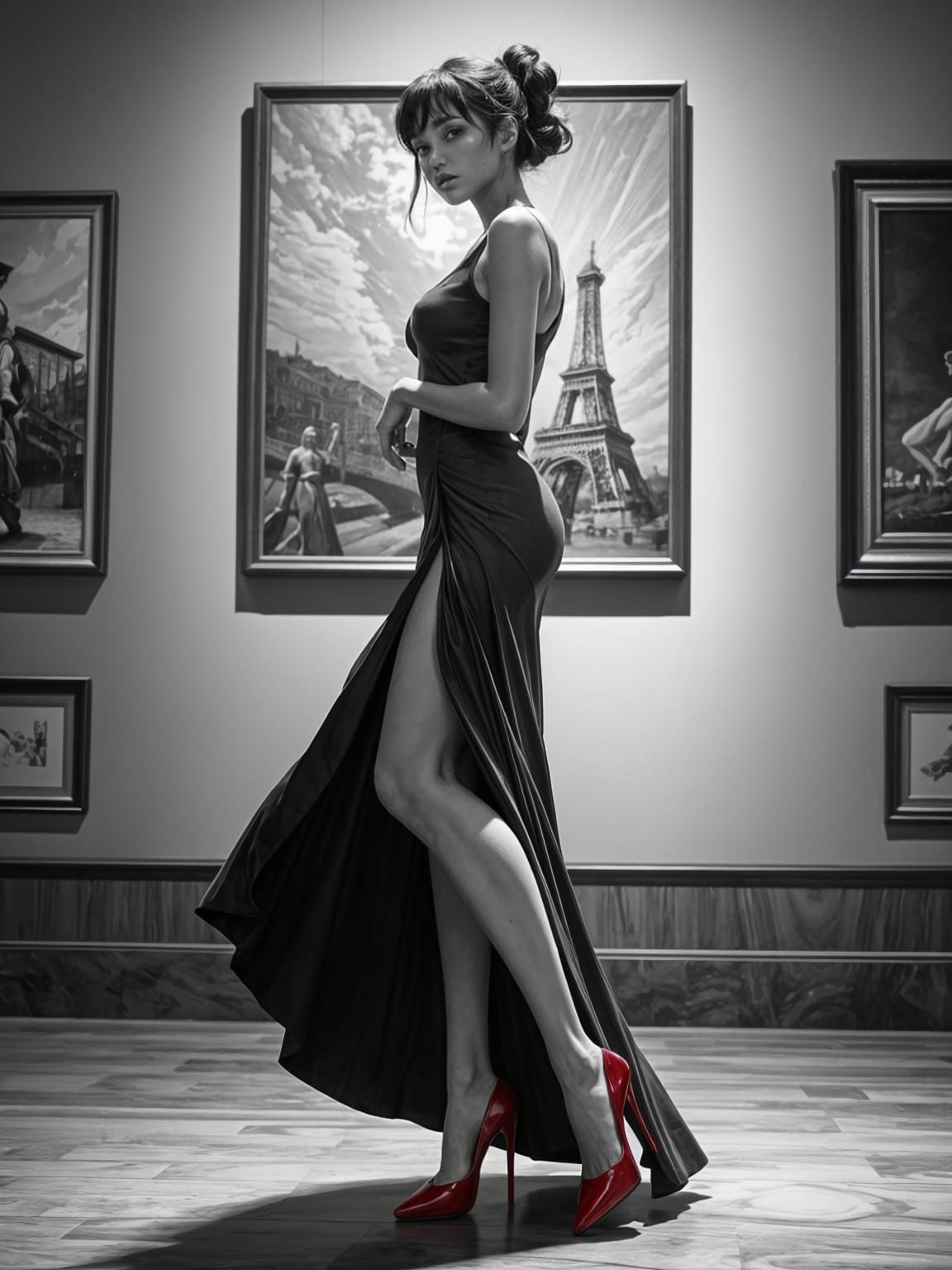 Elegant Woman in Red Heels: 3D Anime Art