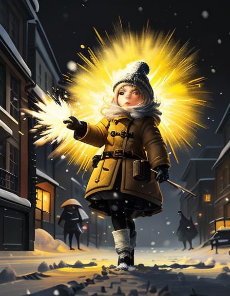 The Little Match Girl in Winter Night