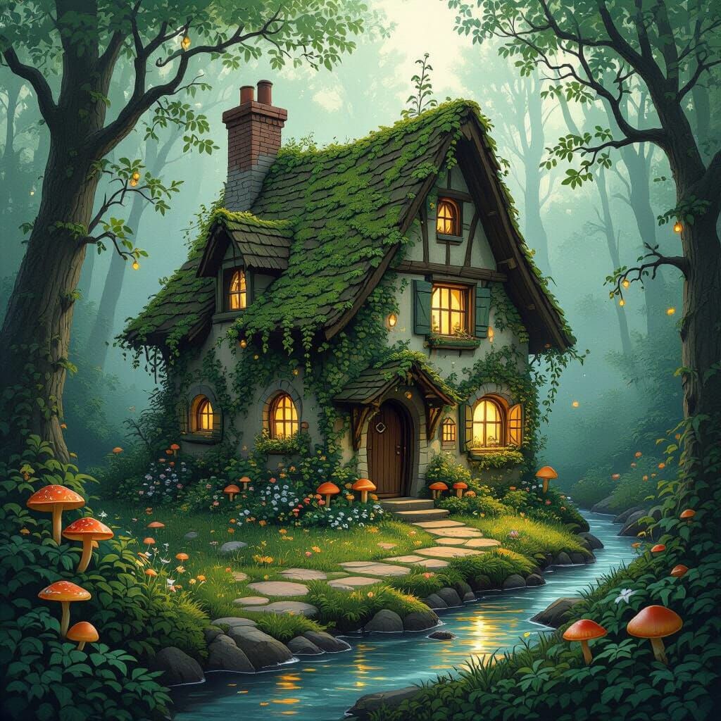 Enchanted Forest Cottage Inspired by Rackham and Ghibli