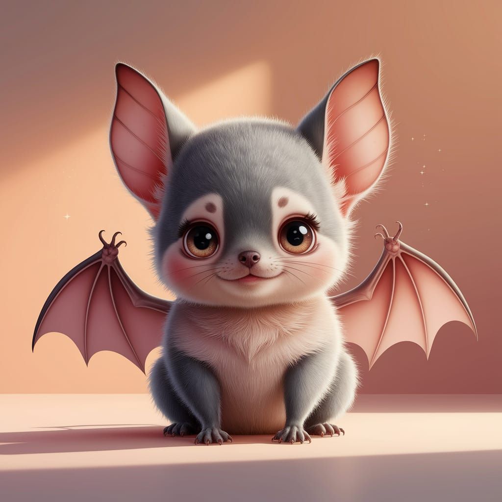 Adorable Chibi Baby Bat illustration in Kawaii Art Style