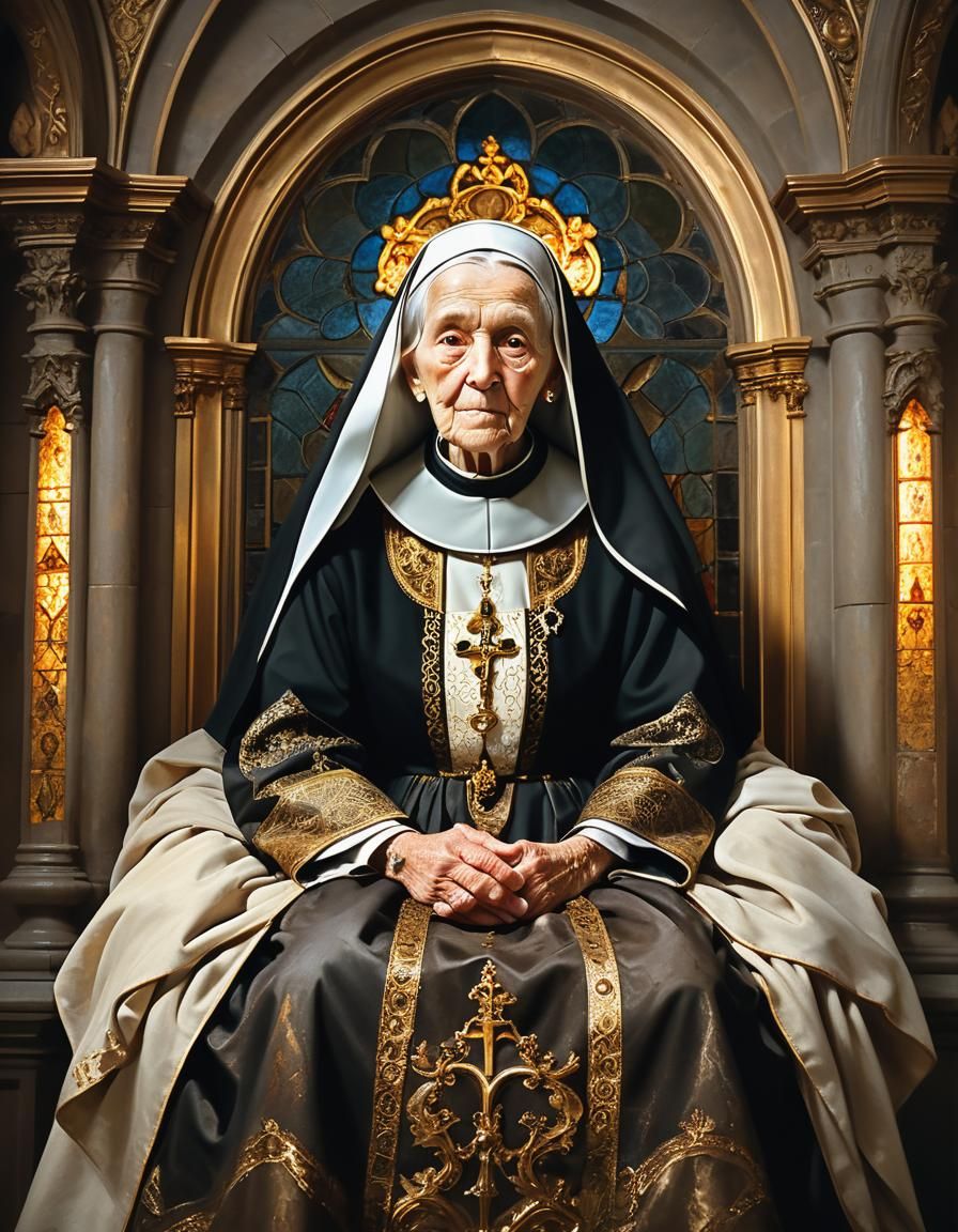 Baroque Portrait of Nun on Throne
