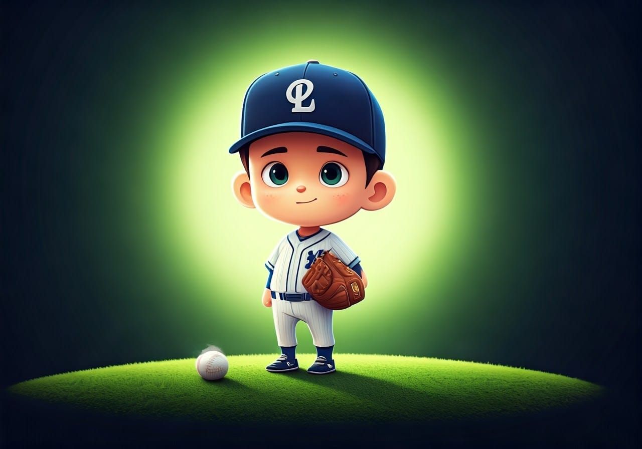 Cute Chibi Baseball Player in 3D Digital Art