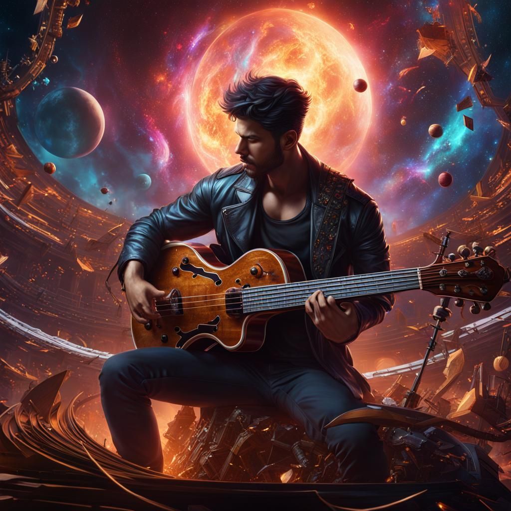 Musical Universe Rips Man Apart: Detailed Matte Painting