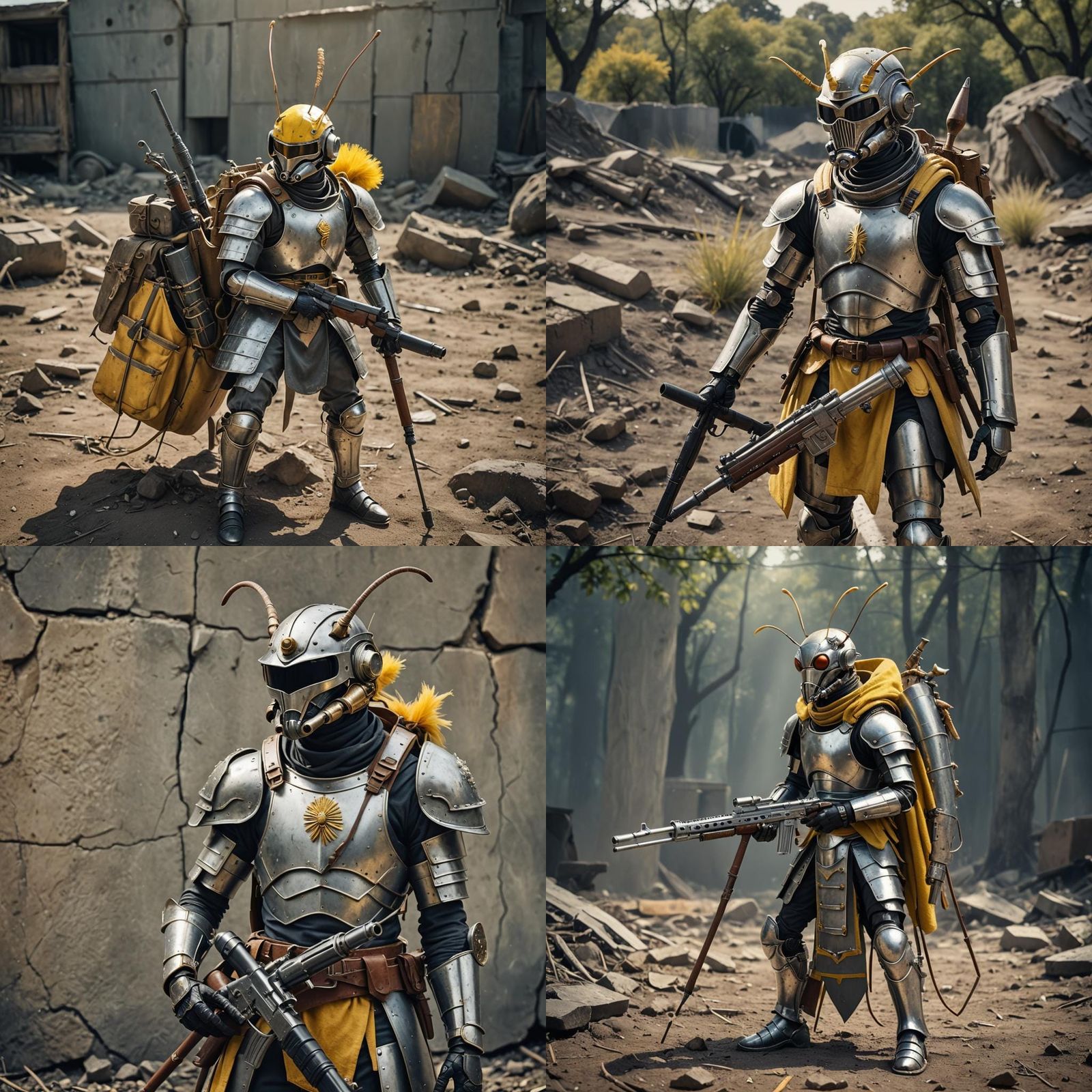 Ant Gladiator in Silver Armor with Rifle