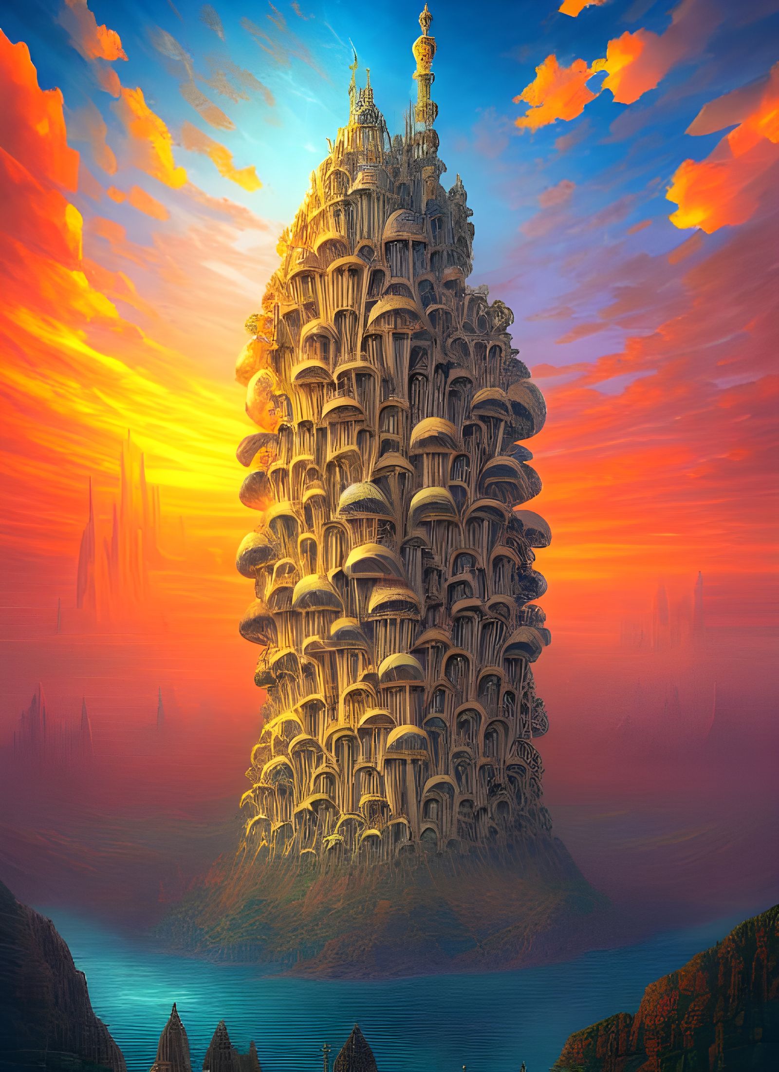 Mushroom Palace: Hyperrealistic Digital Matte Painting