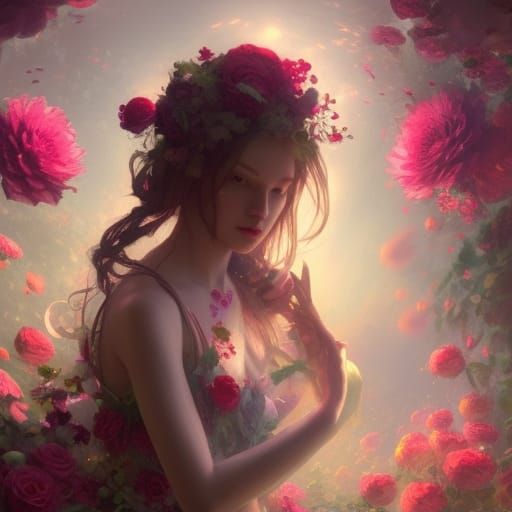 Floral Girl: A Dark Fantasy Concept Art Masterpiece