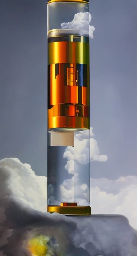 Futuristic Heaviest Element in Glass, Oil on Canvas
