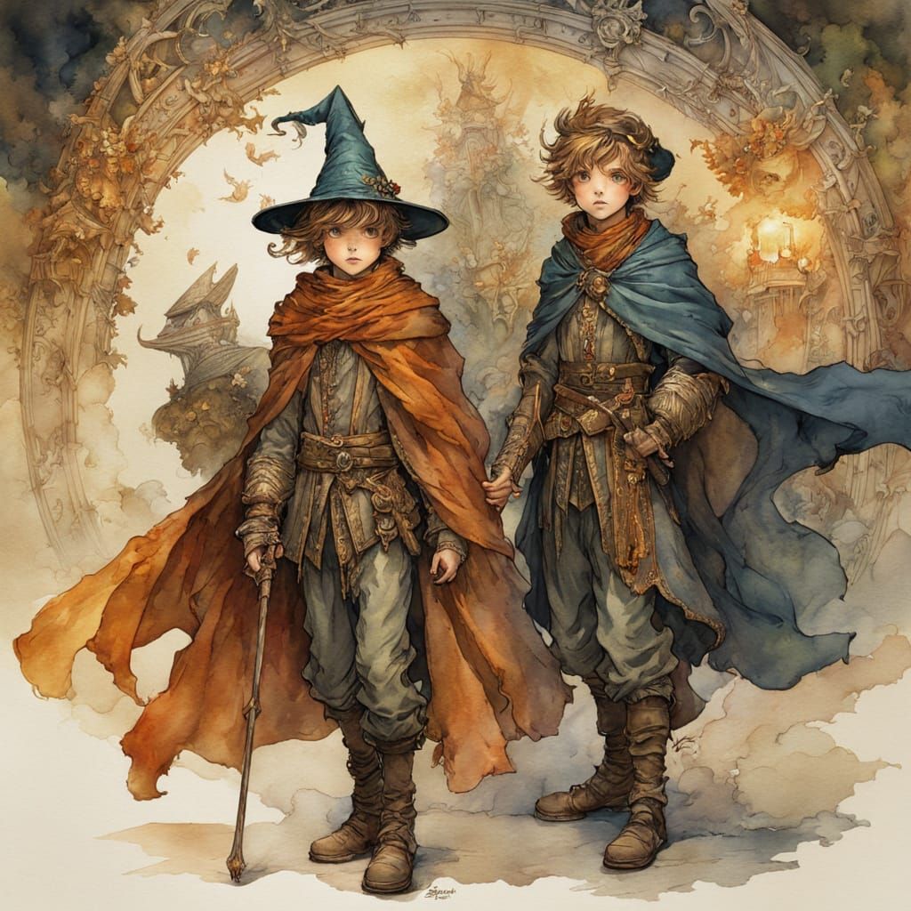 Watercolor Wizard Boy Inspired by Arthur Rackham