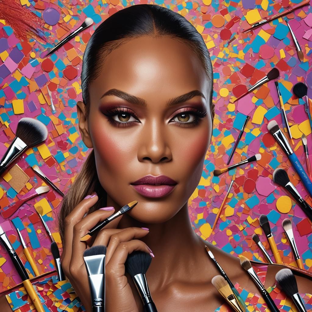 Tyra Banks Revlon Makeup Advertisement: Photorealistic Portr...