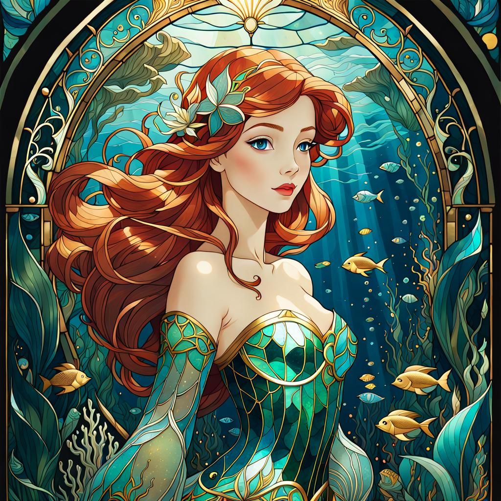 Stained Glass Princess Ariel, (the cartoon version)