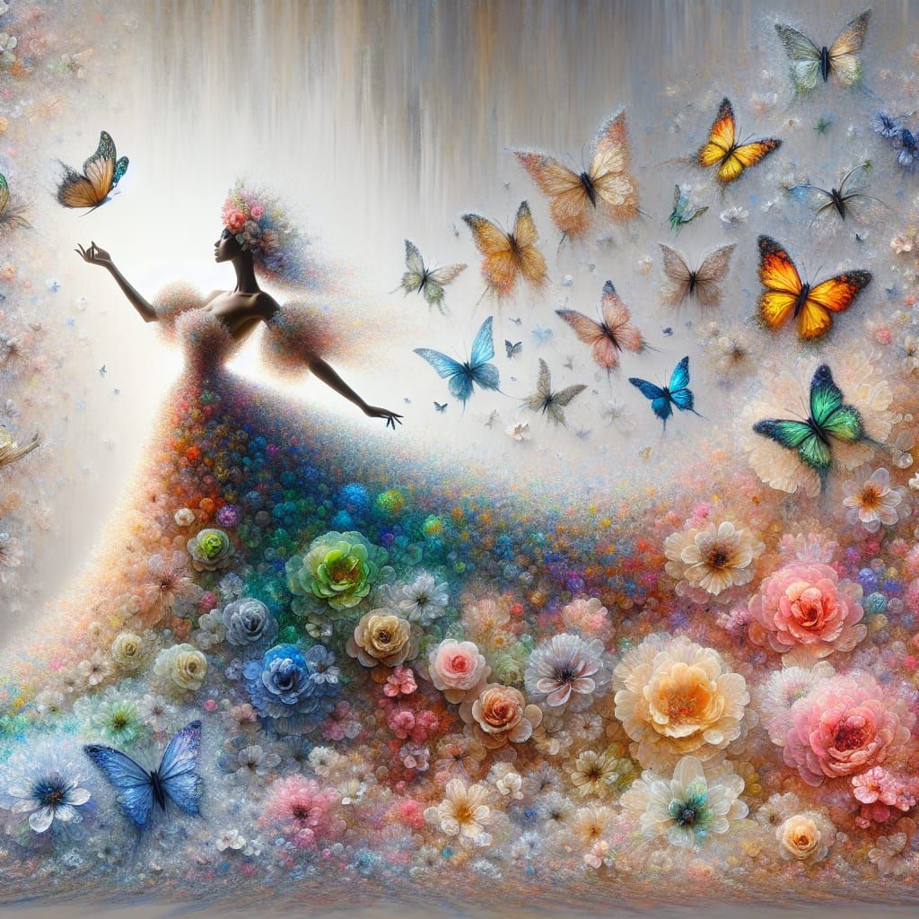 Whimsical Floral Goddess in a Rainbow of Colors