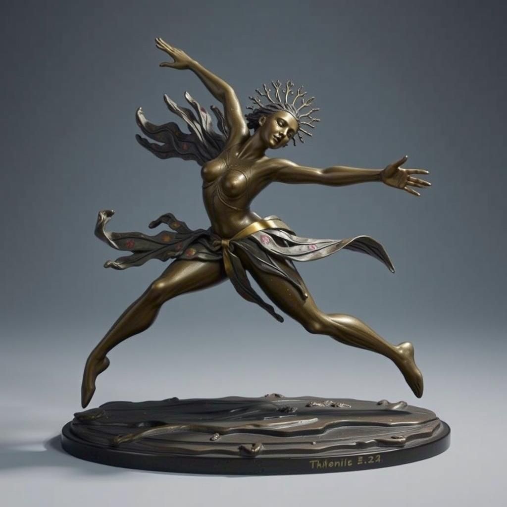 Glass Dancer with Vibrant Enamel and Reflections