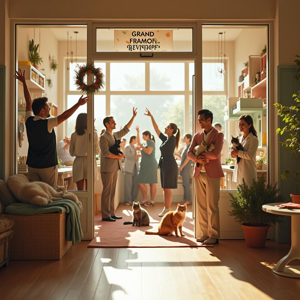 Grand Reopening of Cat Sanctuary: A Realistic Photograph