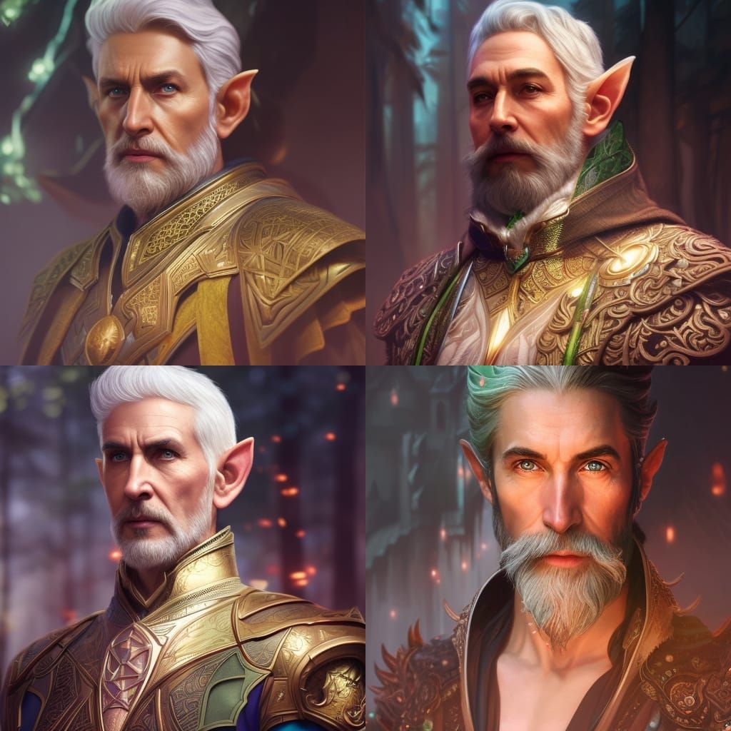 Elven Elder Portrait in Naturepunk Style