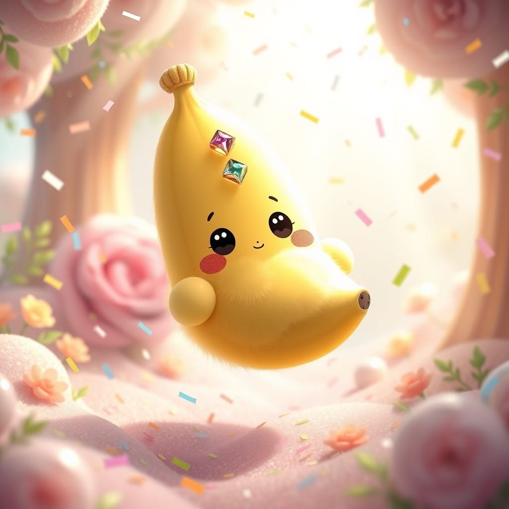 Kawaii Banana Character Sprinkles Confetti in Wonderland