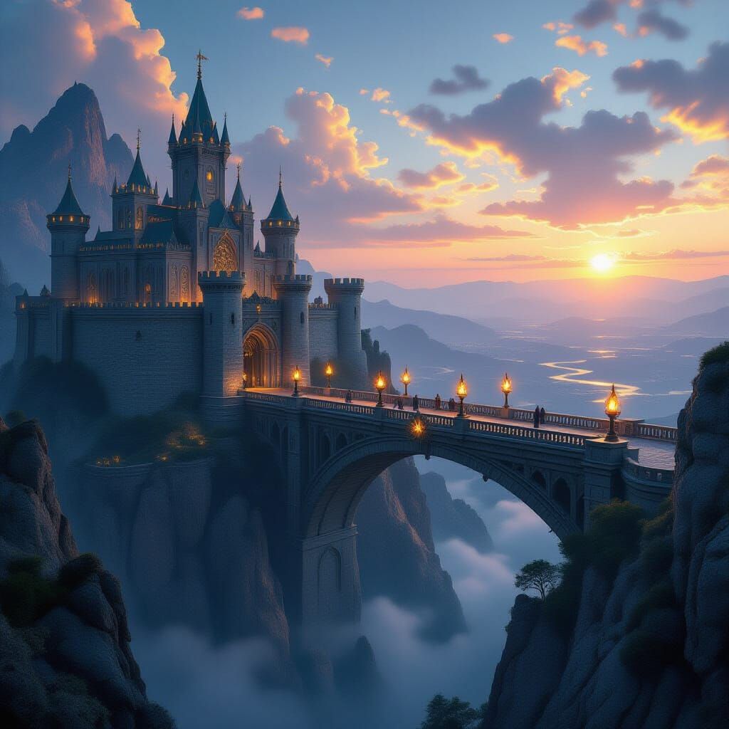 Majestic Stone Citadel Overlooking Endless Valley