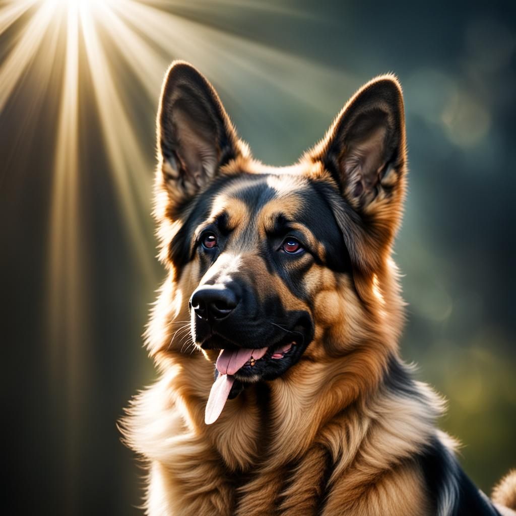 Radiant German Shepherd in Divine Light