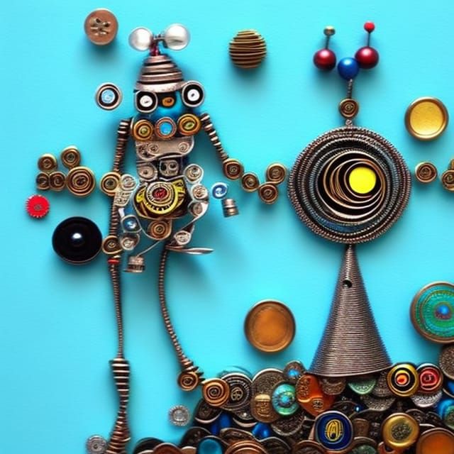 Peacock of Metal and bottle caps 5