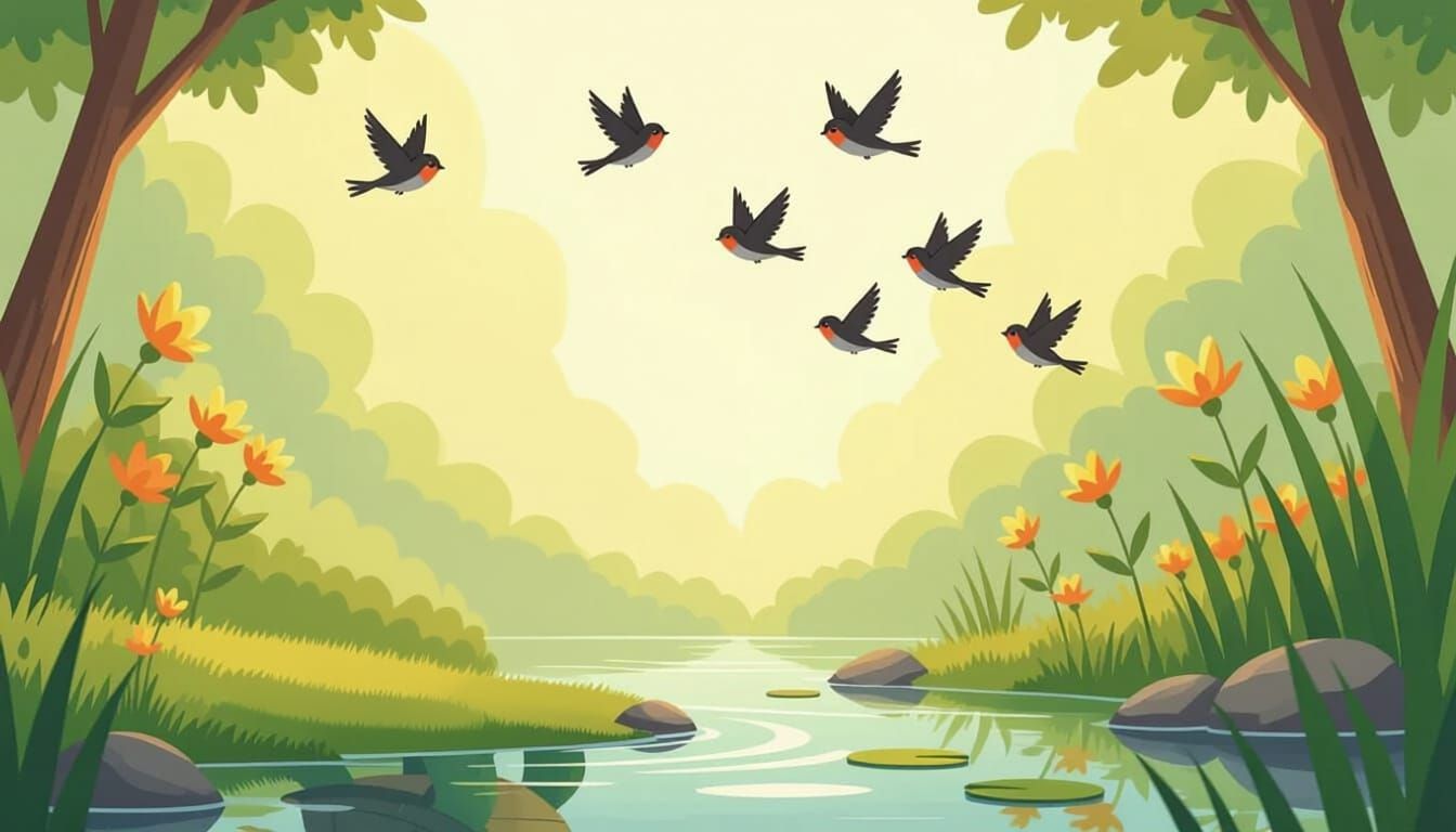 Cute Turtle Waves Goodbye in Children's Book Style